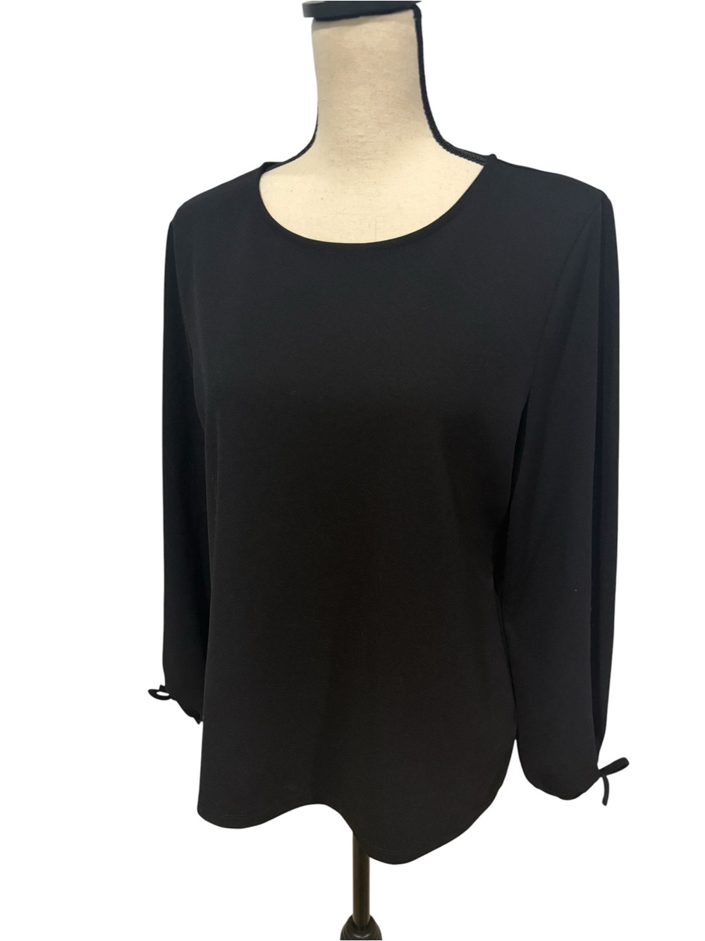 Talbots Petite Women’s Classic Black Long-Sleeve Crewneck Blouse Size L Petite